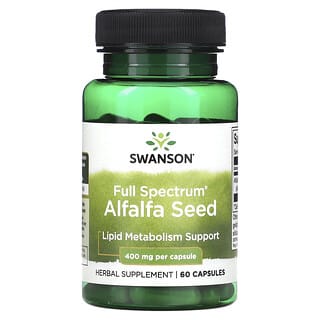 Swanson, Semilla de alfalfa de espectro completo, 400 mg, 60 cápsulas