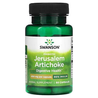 Swanson, Prebiótico Alcachofra de Jerusalém, 400 mg, 60 Cápsulas