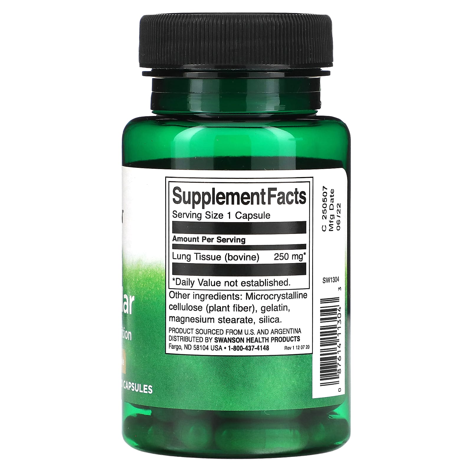 Swanson, Lung Glandular, 250 mg, 60 Capsules