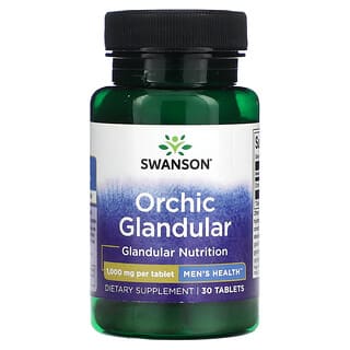 Swanson, Orchic glandulaire, Santé masculine, 1000 mg, 30 comprimés