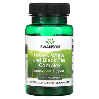 Swanson, 緑茶、白茶、紅茶ミックス、60粒