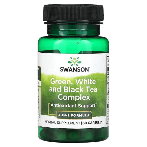 Swanson, 綠茶、白茶和紅茶復合物，60 粒膠囊