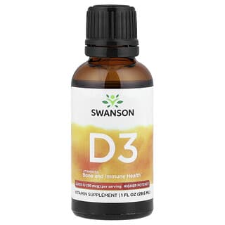 Swanson, Vitamina D3, Mayor potencia, 50 mcg (2000 UI), 29,6 ml (1 oz. Líq.)