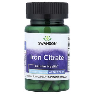 Swanson, Citrato de Ferro, Forma Ativa, 25 mg, 60 Cápsulas Vegetais