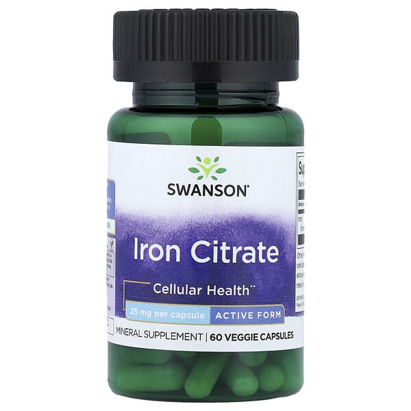 Iron Citrate, Active Form, 25 mg, 60 Veggie Capsules