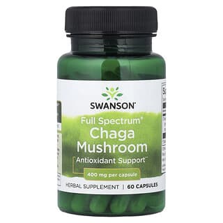 Swanson, Pełne spektrum Chaga Mushroom, 400 mg, 60 kapsułek