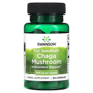 Swanson, Champignon chaga à spectre complet, 400 mg, 60 capsules