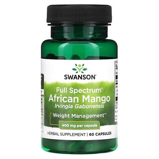 Swanson, Африканское манго полного спектра, 400 мг, 60 капсул
