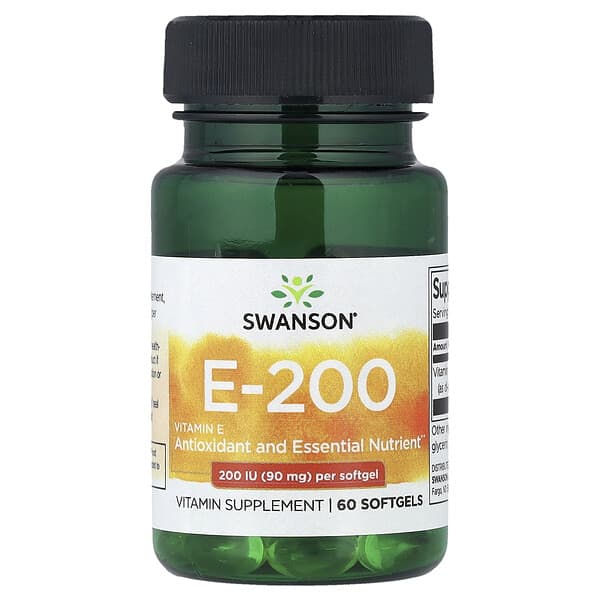 Vitamin E-200, 90 mg (200 IU), 60 Softgels