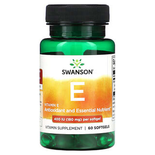 Swanson, Vitamina E, 180 mg (400 UI), 60 Cápsulas Softgel