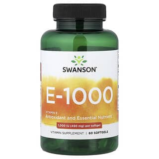 Swanson, Витамин E, 1000 МЕ, 60 мягких таблеток
