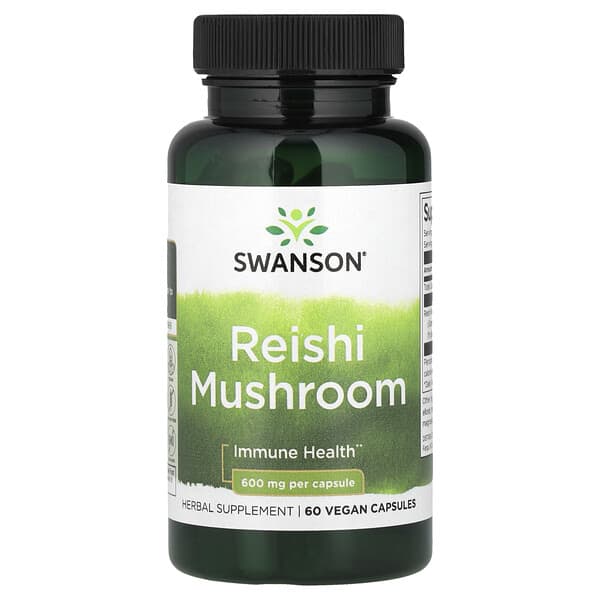 Swanson, Reishi Mushroom, 600 mg, 60 Vegan Capsules
