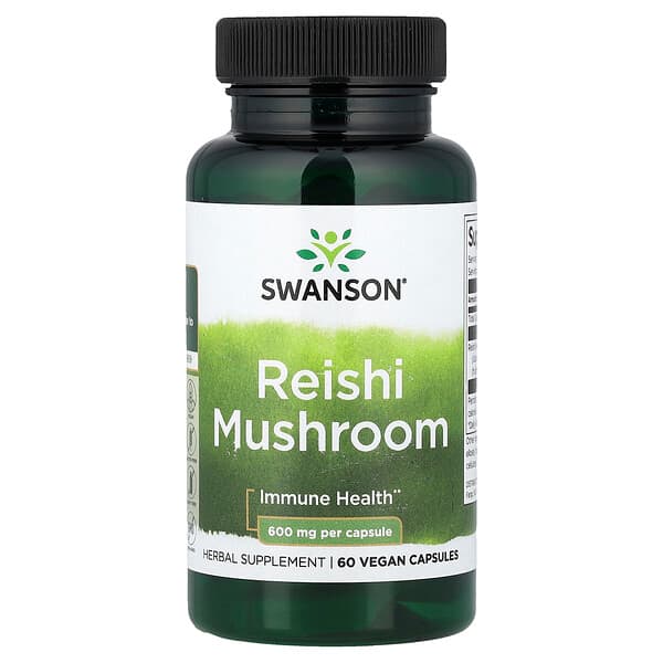 Swanson Vitamins, Reishi Mushroom, 60 Vegan Capsules (0.6 g per Capsule) — product photo 1