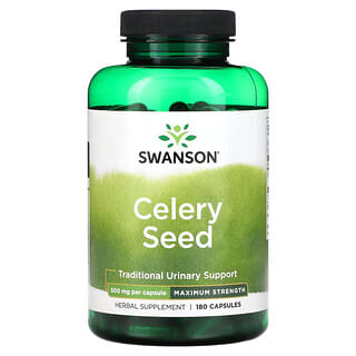 Swanson, Semilla de apio, Concentración máxima, 500 mg, 180 cápsulas