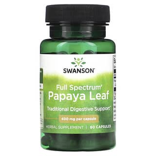 Swanson, Листья папайи полного спектра, 400 мг, 60 капсул