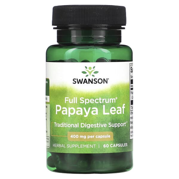 Swanson, Full Spectrum Papaya Leaf, 400 mg, 60 Capsules