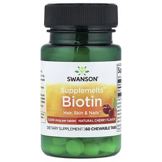 Swanson, Supplemelts™, Biotin, Natural Cherry, 5,000 mcg, 60 Chewable Tabs