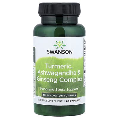 Swanson, Turmeric, Ashwagandha, and Ginseng Complex, 60 Capsules