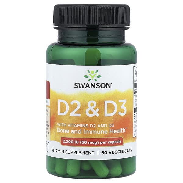 Swanson Vitamin D2 & D3, 60 Veggie Caps