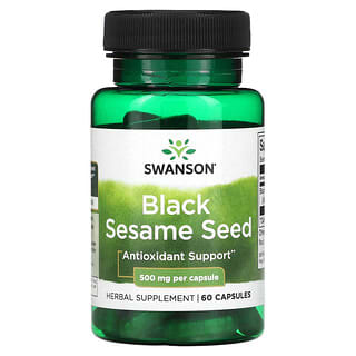 Swanson, Nasiona sezamu czarnego, 500 mg, 60 kapsułek