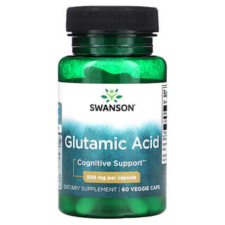 Swanson, Glutamic Acid, 500 mg, 60 Veggie Caps