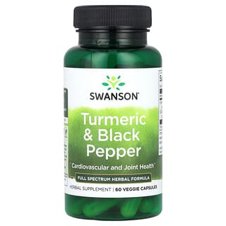 Swanson, Turmeric & Black Pepper, Cardiovascular and Joint Health, 60 Veggie Capsules
