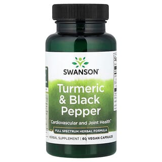 Swanson Vitamins, куркума и чёрный перец, 60 веганских капсул