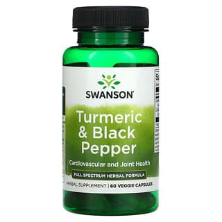 Swanson, Turmeric & Black Pepper, Cardiovascular and Joint Health, 60 Veggie Capsules