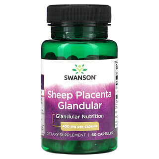 Swanson, Placenta glandulaire de mouton, 400 mg, 60 capsules