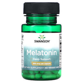 Swanson, Мелатонин, 500 мкг, 60 растительных капсул