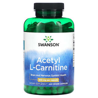 Swanson, Ацетил L-карнитин, 500 мг, 240 растительных капсул