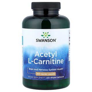 Swanson Vitamins, ацетил-L-карнитин, 500 мг, 240 веганских капсул