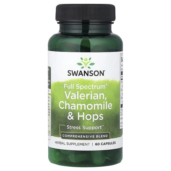 Swanson, Full Spectrum Valerian, Chamomile & Hops, 60 Capsules