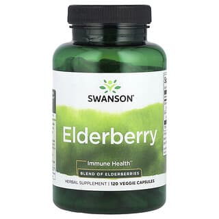 Swanson, Elderberry, для укрепления иммунитета, 120 растительных капсул