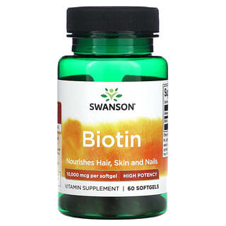 Swanson, Biotine, 10 000 µg, 60 capsules à enveloppe molle