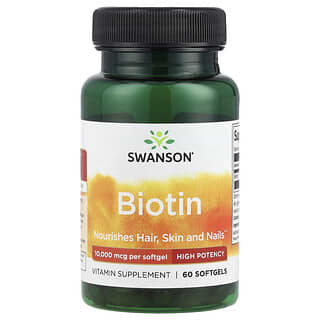 Swanson, Biotina, 10.000 mcg, 60 cápsulas blandas