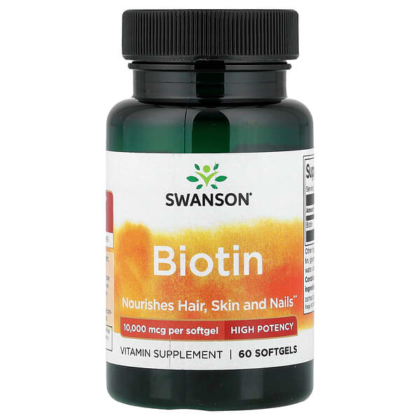 Swanson Vitamins, Biotin, 10,000 mcg, 60 Softgels — product photo 1