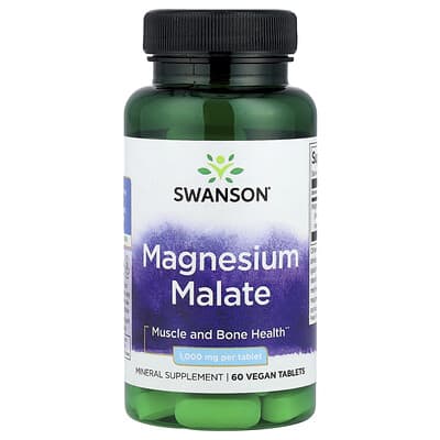 Swanson, Magnesium Malate, 1,000 mg, 60 Vegan Tablets