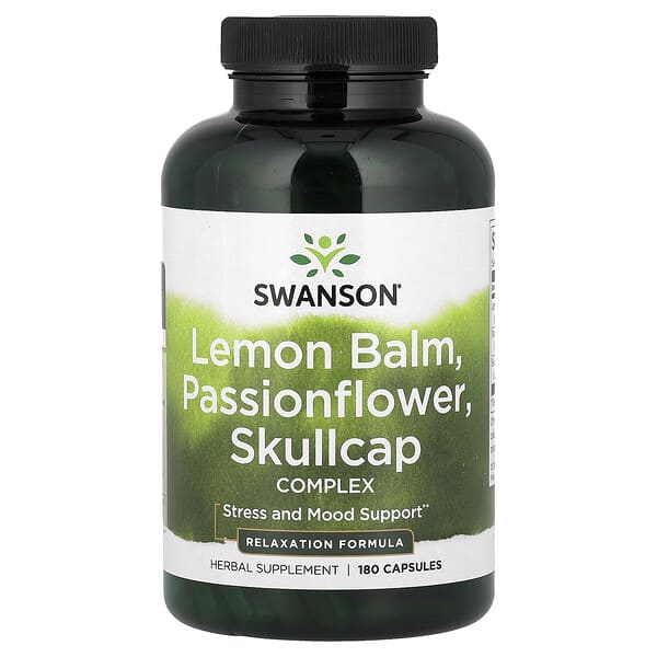 Swanson Vitamins, Zitronenmelisse, Passionsblume, Helmkraut-Komplex, 180 Kapseln