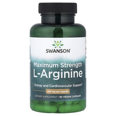 Swanson, L-Arginine, Extra Strength, 850 mg, 90 Vegan Capsules