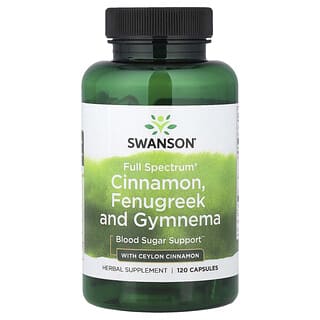 Swanson, Canela, fenogreco y gimnema de espectro completo (Full Spectrum®) con canela de Ceilán, 120 cápsulas