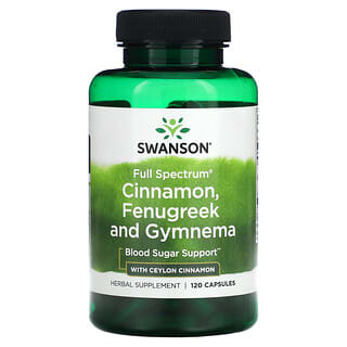 Swanson, Full Spectrum Cinnamon, Fenugreek, & Gymnema with Ceylon Cinnamon, 120 Capsules