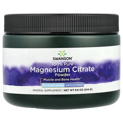 Swanson, 100% Pure Magnesium Citrate Powder, Unflavoured, 8.6 oz (244 g)