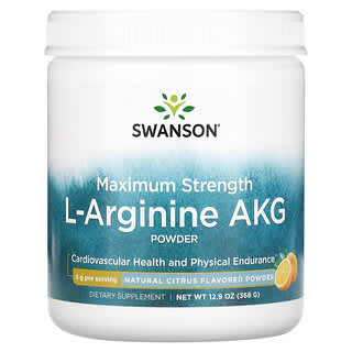 Swanson, L-аргинин AKG максимального действия в порошке, натуральный цитрус, 368 г (12,9 унции)