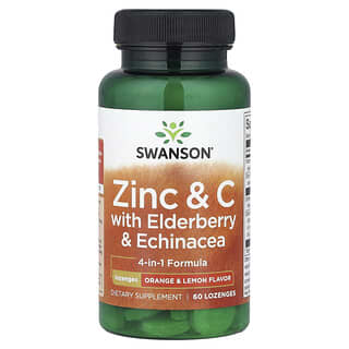 Swanson, Zinc și C cu fructe de soc și echinacea, portocale și lămâie, 60 de pastile