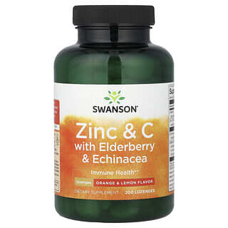 Swanson, 锌和维生素 C，含接骨木果和松果菊，橙子柠檬，200 片