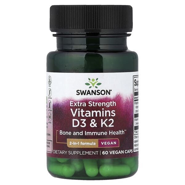 Swanson Vitamins D3 & K2, 60 Veggie Caps