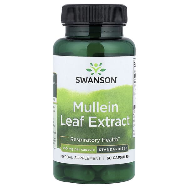 Mullein Leaf Extract, Standardized, 250 mg, 60 Capsules