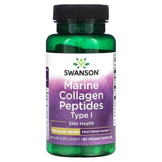 Swanson, Péptidos de colágeno marino tipo 1, 500 mg, 60 cápsulas vegetales