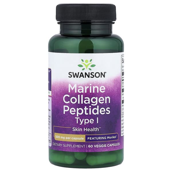 Swanson, I 型海洋膠原蛋白肽，500 毫克，60 粒素食膠囊